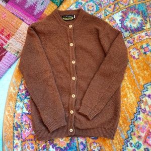Vintage wool dark orange brown cardigan